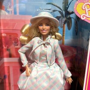 Barbie, The Movie Dressed in Blue Pink Pastel Plaid. Barbie Corvette. New!!!